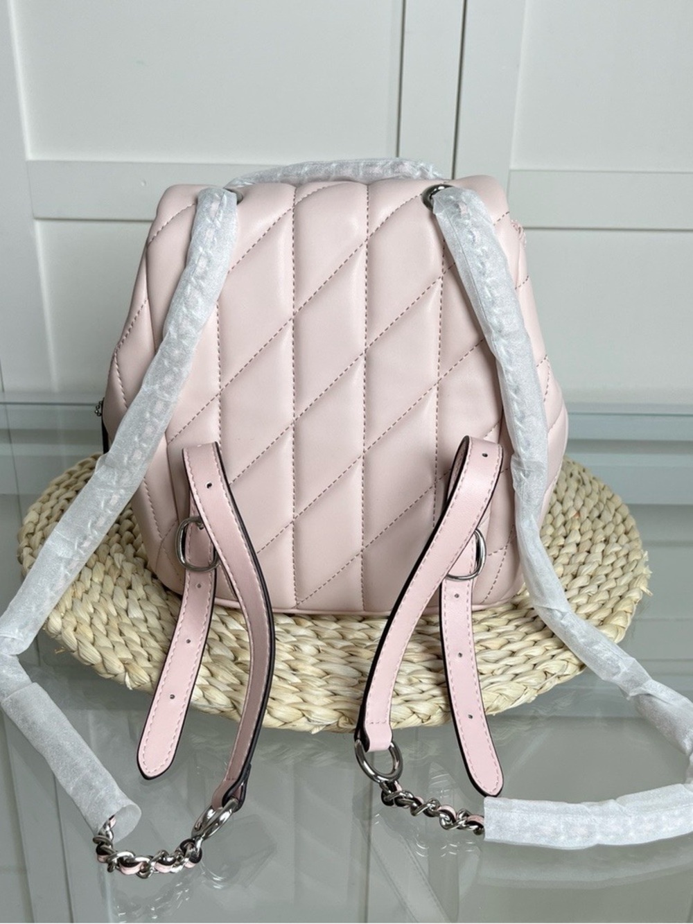 Coach Quilted Pale Pink Leather Backpack with Front Pockets - Picture 3 of 10